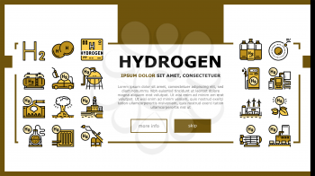 Hydrogen Industry Landing Web Page Header Banner Template Vector. Hydrogen Eco Energy Industrial Plant And Manufacturing Factory, Cylinders And Tank Illustration