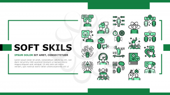 Soft Skills People Landing Web Page Header Banner Template Vector. Creativity And Decision Making, Understanding Body Language And Learning, Soft Skills Illustration