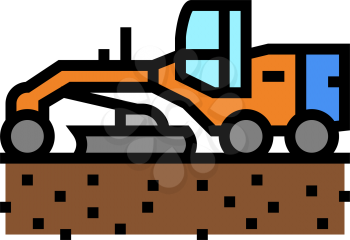 tractor prepare space for pipeline construction color icon vector. tractor prepare space for pipeline construction sign. isolated symbol illustration