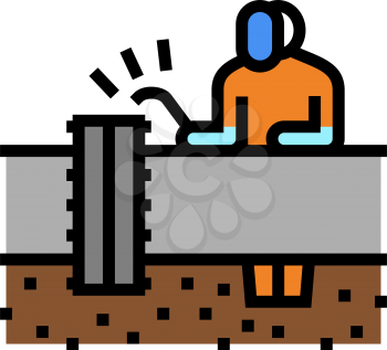 worker welding pipeline construction color icon vector. worker welding pipeline construction sign. isolated symbol illustration