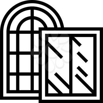windows glass production line icon vector. windows glass production sign. isolated contour symbol black illustration
