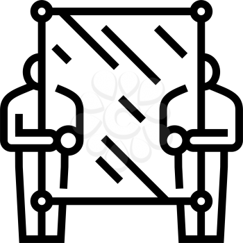 glass carrying workers line icon vector. glass carrying workers sign. isolated contour symbol black illustration