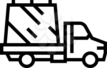 glass transportation on truck line icon vector. glass transportation on truck sign. isolated contour symbol black illustration