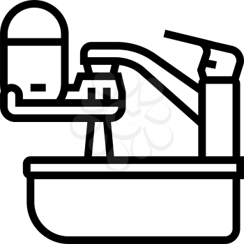 portable water filter for faucet line icon vector. portable water filter for faucet sign. isolated contour symbol black illustration