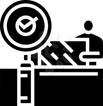 quality testing glass production glyph icon vector. quality testing glass production sign. isolated contour symbol black illustration