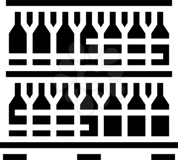 bottle glass packing and storage glyph icon vector. bottle glass packing and storage sign. isolated contour symbol black illustration