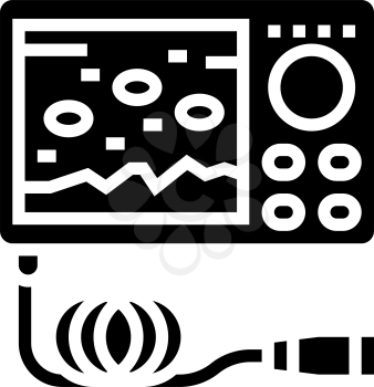 underwater ice fishing camera glyph icon vector. underwater ice fishing camera sign. isolated contour symbol black illustration