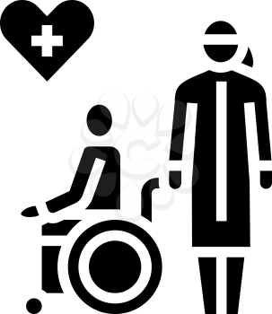 helping and caring for disabled people at home glyph icon vector. helping and caring for disabled people at home sign. isolated contour symbol black illustration