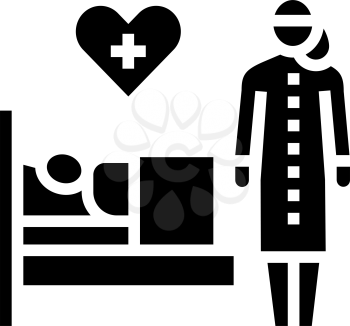 helping and caring for sick people glyph icon vector. helping and caring for sick people sign. isolated contour symbol black illustration