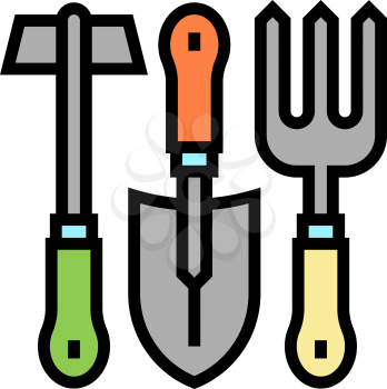 instrument set for gardening color icon vector. instrument set for gardening sign. isolated symbol illustration