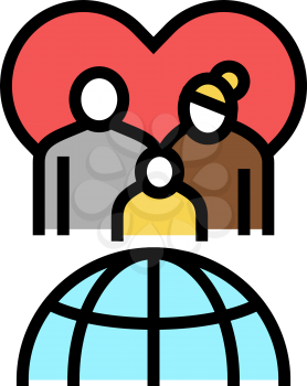 family refugee world aid color icon vector. family refugee world aid sign. isolated symbol illustration