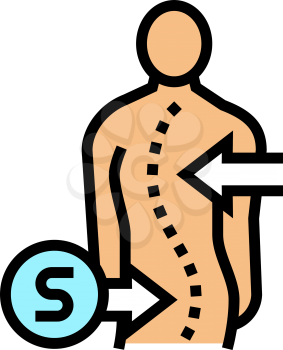 s-shaped scoliosis color icon vector. s-shaped scoliosis sign. isolated symbol illustration