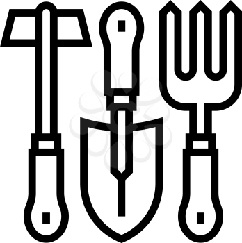 instrument set for gardening line icon vector. instrument set for gardening sign. isolated contour symbol black illustration