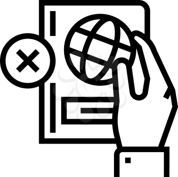 lost passport document refugee line icon vector. lost passport document refugee sign. isolated contour symbol black illustration