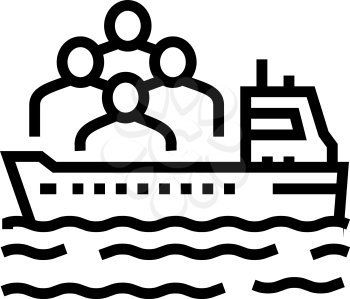 ship transportation refugee line icon vector. ship transportation refugee sign. isolated contour symbol black illustration