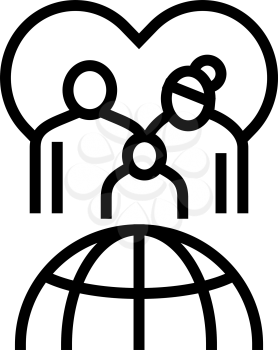 family refugee world aid line icon vector. family refugee world aid sign. isolated contour symbol black illustration