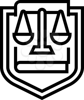 law symbol with scales line icon vector. law symbol with scales sign. isolated contour symbol black illustration