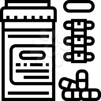 pain reliever pills scoliosis line icon vector. pain reliever pills scoliosis sign. isolated contour symbol black illustration