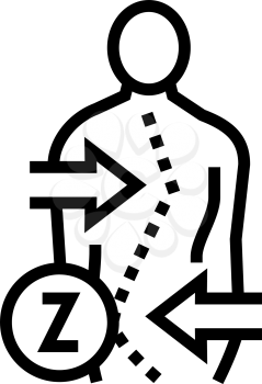 z-shaped scoliosis line icon vector. z-shaped scoliosis sign. isolated contour symbol black illustration