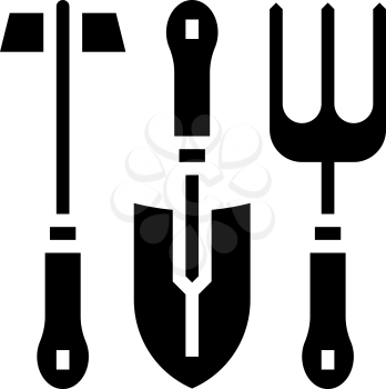 instrument set for gardening glyph icon vector. instrument set for gardening sign. isolated contour symbol black illustration