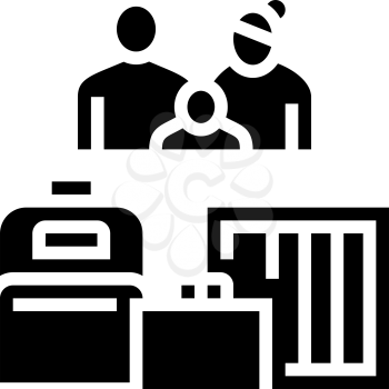 family refugee with luggage glyph icon vector. family refugee with luggage sign. isolated contour symbol black illustration