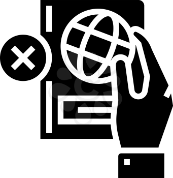 lost passport document refugee glyph icon vector. lost passport document refugee sign. isolated contour symbol black illustration