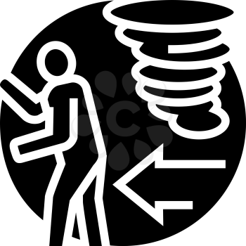 escape from hurricane refugee glyph icon vector. escape from hurricane refugee sign. isolated contour symbol black illustration