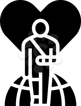 invalid patient refugee world help glyph icon vector. invalid patient refugee world help sign. isolated contour symbol black illustration