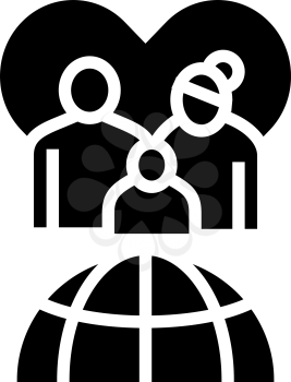 family refugee world aid glyph icon vector. family refugee world aid sign. isolated contour symbol black illustration