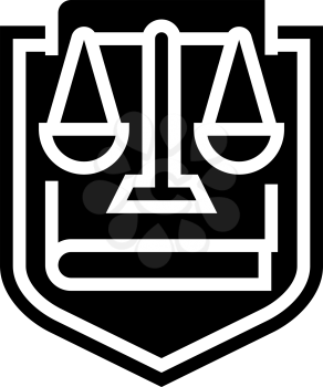 law symbol with scales glyph icon vector. law symbol with scales sign. isolated contour symbol black illustration