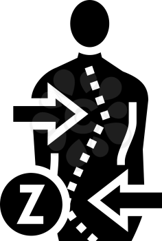z-shaped scoliosis glyph icon vector. z-shaped scoliosis sign. isolated contour symbol black illustration