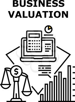 Company Business Valuation Vector Icon Concept. Company Business Valuation, Researching Annual Financial Report And Audit, Calculating Income, Expense And Profit Black Illustration