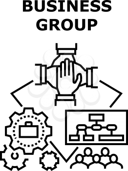 Business Group Vector Icon Concept. Business Group In Conference Room Listening And Watching Presentation Or Strategy For Developing Company. Successful Teamwork Process Black Illustration