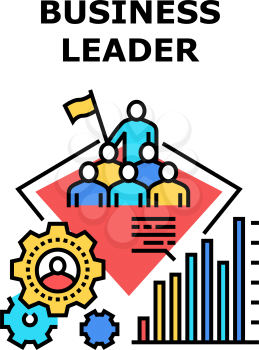 Business Leader Vector Icon Concept. Business Leader Leading Presentation Or Educational Lesson For Employees In Conference Room For Increase Sales And Communication Skill Color Illustration