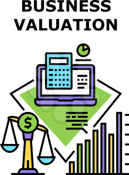 Company Business Valuation Vector Icon Concept. Company Business Valuation, Researching Annual Financial Report And Audit, Calculating Income, Expense And Profit Color Illustration