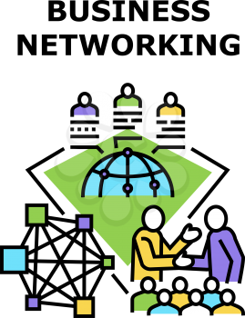 Business Networking Outsource Vector Icon Concept. Business Networking Outsource, Colleagues Working From Different Places Of World And Communicate With Partner Or Employee Color Illustration