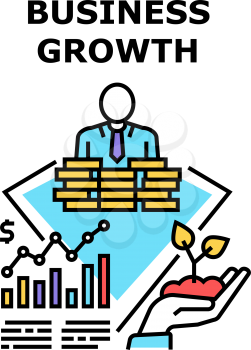 Business Growth Vector Icon Concept. Business Growth And Development, Businessman Growing Income And Increasing Profit. Analyzing Financial Infographic And Accounting Color Illustration