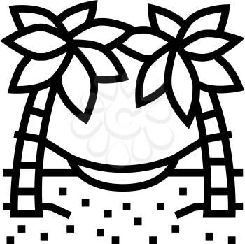 hammock between palm trees line icon vector. hammock between palm trees sign. isolated contour symbol black illustration