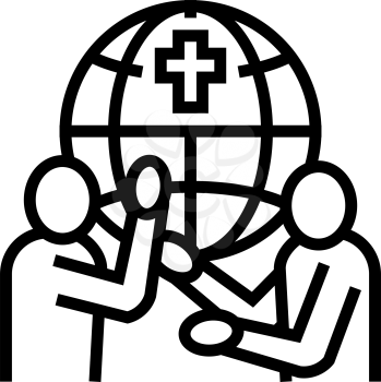 religious conflicts social problem line icon vector. religious conflicts social problem sign. isolated contour symbol black illustration