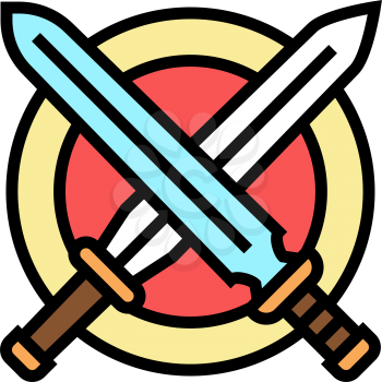 crossed sword ancient greece color icon vector. crossed sword ancient greece sign. isolated symbol illustration