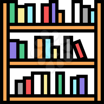 library shelf with books color icon vector. library shelf with books sign. isolated symbol illustration