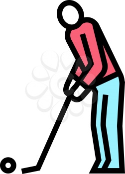 golf player playing game and hitting ball color icon vector. golf player playing game and hitting ball sign. isolated symbol illustration