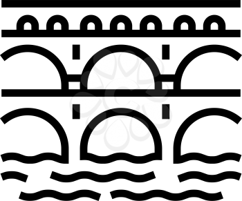 aqueduct ancient rome construction line icon vector. aqueduct ancient rome construction sign. isolated contour symbol black illustration