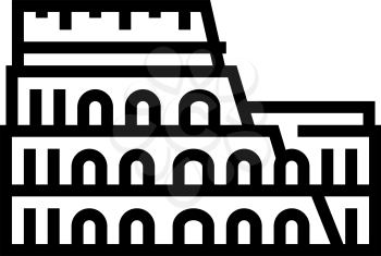 coliseum arena ancient rome building line icon vector. coliseum arena ancient rome building sign. isolated contour symbol black illustration
