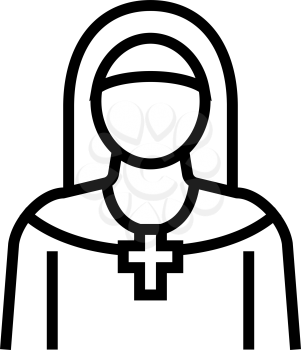 nun christianity line icon vector. nun christianity sign. isolated contour symbol black illustration