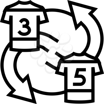 exchange players t-shirt line icon vector. exchange players t-shirt sign. isolated contour symbol black illustration
