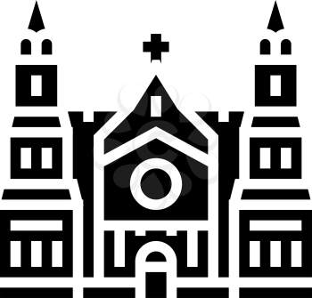 cathedral building glyph icon vector. cathedral building sign. isolated contour symbol black illustration