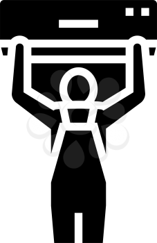 air conditioning installation glyph icon vector. air conditioning installation sign. isolated contour symbol black illustration