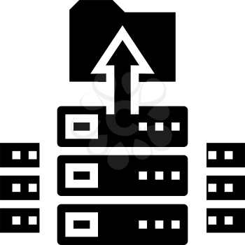 storaging knowledge on server glyph icon vector. storaging knowledge on server sign. isolated contour symbol black illustration
