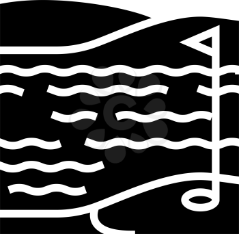 lake and field golf playground glyph icon vector. lake and field golf playground sign. isolated contour symbol black illustration